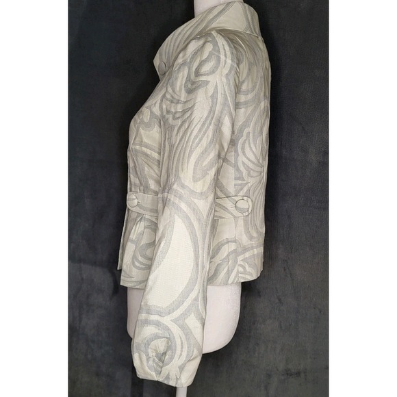 Anthropologie Tabitha Jacquard Cropped Jacket Ivory and Silver Size 4 - Picture 3 of 9